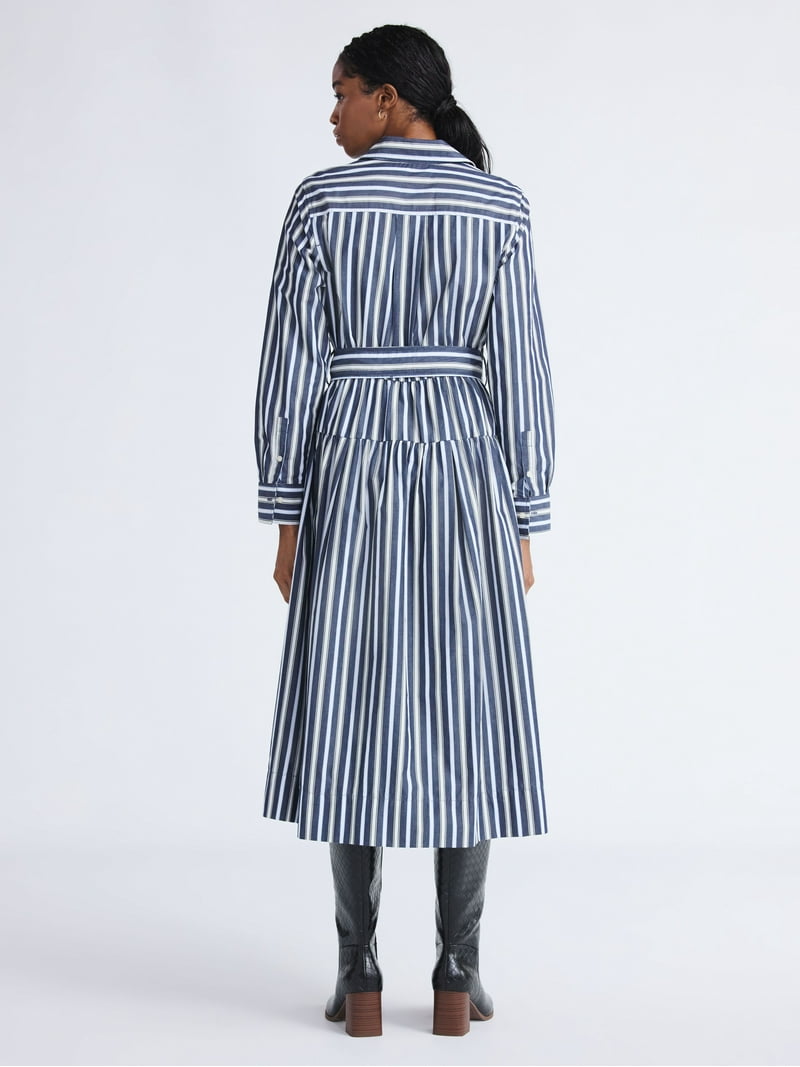 Free Assembly Women's and Women's Plus Belted Cotton Maxi Shirtdress with  Long Sleeves, Sizes XS-4X - Walmart.com
