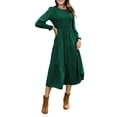 thumbnail image 6 of Mengpipi Womens Casual Long Sleeve Midi Dresses Smocked Flowy Tiered Dress Darkgreen, Size 4-6, 6 of 7