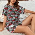 thumbnail image 6 of Womens Pajama Sets With Pocket, Christmas red truck tree Buffalo Plaid Lounge Sets Short Sleeve Sleepwear PJ Sets for Women, 6 of 6