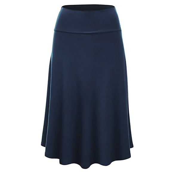 Qarigey Hermosa plisada negra: ajuste cómodo negra midi Faldas Sexy Diseño favorecedor Prendas para la parte inferior del cuerpo Azul marino XXXL