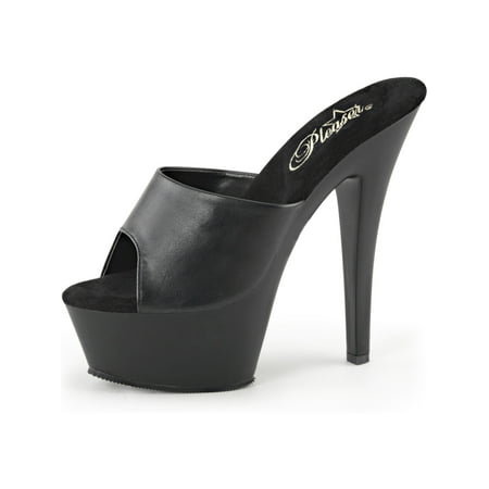 SummitFashions - Womens Slide Sandals Matte Black Platform Shoes Open Toe 6 Inch High Heels