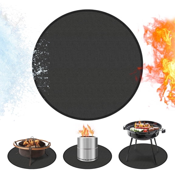 38'' (96.5 CM) Fireproof Grill Mats for Outdoor Grill Deck Protector Cooking, Round BBQ Fire Pit Mats for Under Fire Pit Hot Resistant Pad Grass Tabletop Barbecue Camping Sole Stove Bonfire