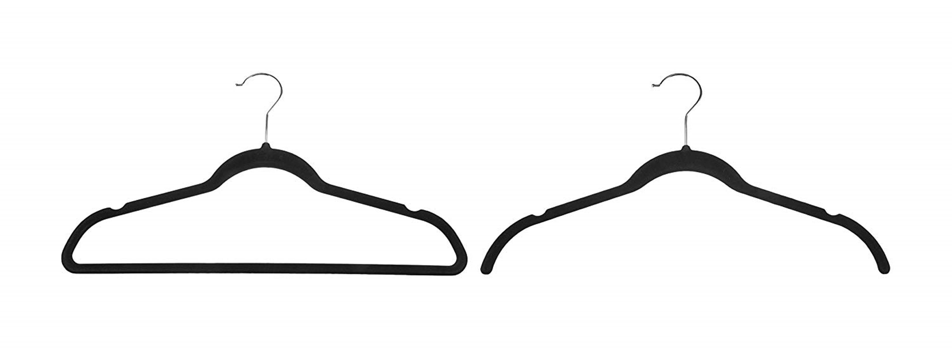 Black Velvet Hangers 17.5. Pack of 25 Thin Hangers Non Slip Velvet