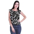 thumbnail image 1 of Moomaya Hauts pour Femmes Travail Décontracté Imprimé Col Rond à Volants Crop Top Décontracté, 1 of 4