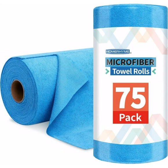 Rollo de paños de limpieza de microfibra HOMERHYME 75 unidades, 11,5 x 11,5 cm