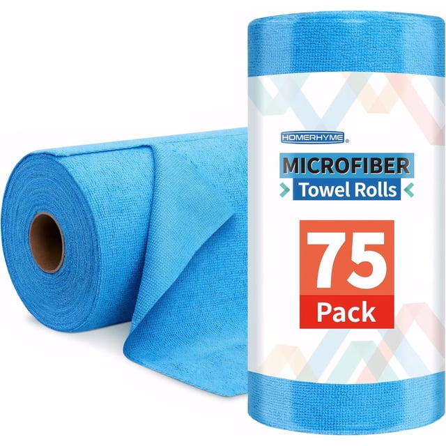 Rollo de paños de limpieza de microfibra HOMERHYME 75 unidades, 11,5 x 11,5 cm