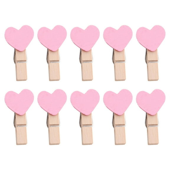 Hemoton  34 Pcs Photo Paper Pegs Small Clips Mini Picture Frame Holder Pink