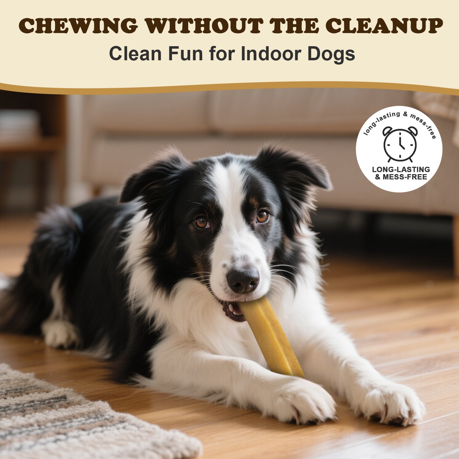 PETPURO Yak Cheese Dog Chews, Long-Lasting Natural Treats for Large Dogs, 6.5–8", 4-Pack