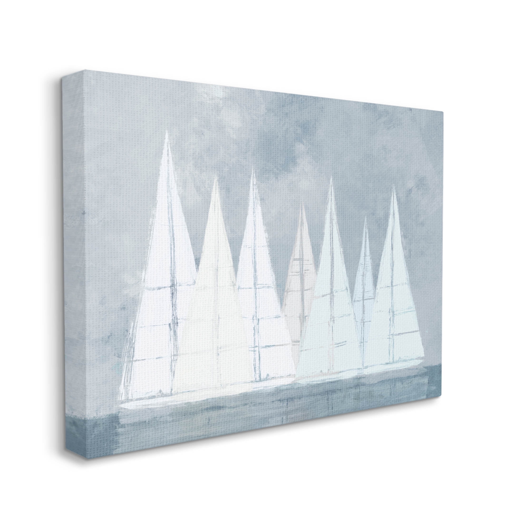 Modern Geometric Sailboats Floating Transportation Painting Gallery Wrapped Canvas Print Wall Art