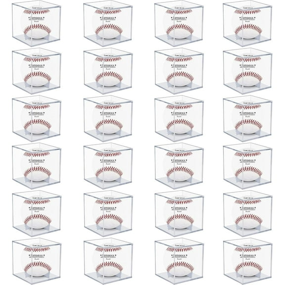 24 Pack Baseball Display Case, UV Protected Acrylic Boxes for Display,Clear Display Case Baseball Cube Memorabilia Showcase Autograph Ball Protector…
