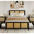 thumbnail image 1 of Rattan Bed Frame with Headboard, 4 Storage Drawers, Metal Slats, 1 of 7