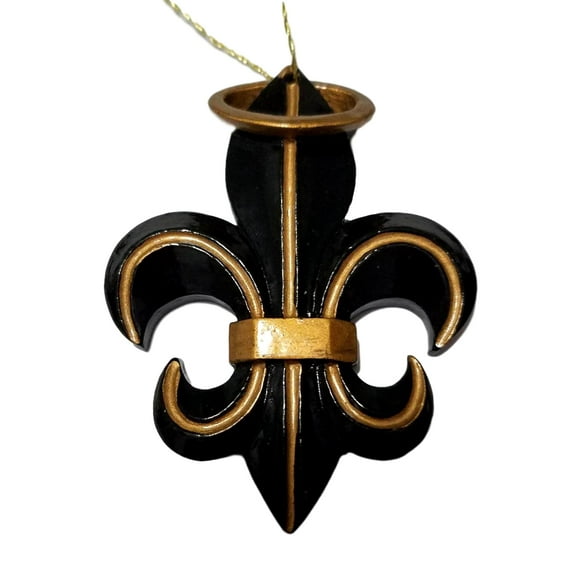 Black Gold Halo Fleur De Lis New Orleans Christmas Ornament Party Favor