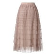 thumbnail image 5 of YUEJUIR Long Skirts for Women Women's A Line Pleated Skirt Long Tutu Skirt Ruffle Mesh Vintage Calf Length Chiffon High Waist Bubble Skirt Midi Skirt Women's Skirts Boho Skirt (Pink,M), 5 of 5