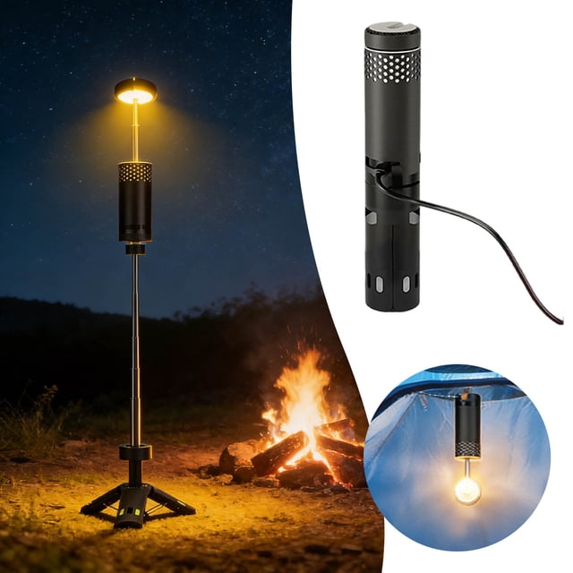 BotaniNest Extensible Camp Light. Outdoor Three In One Functional Lamp. Hook Floor Lamp + + Emergency . 93cm High Height Stand. LED Warm Light. For Camping