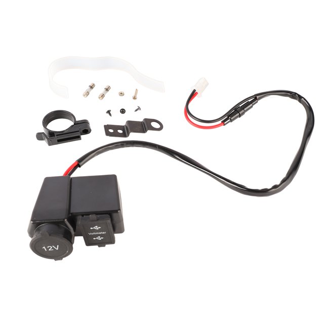 Cargador de teléfono para motocicleta con enchufe para encendedor de cigarrillos, puerto USB dual de 4,2 A, pantalla de voltaje, seguro para scooter, voltímetro y encendedor de cigarrillos Jadeshay A
