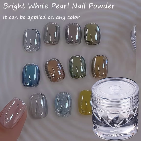 Pearl White Chrome Nail Powder Aurora Shimmer Glitter Dust for Nail Art