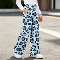thumbnail image 2 of OGLCCG Girl's Leopard Print Pants Elastic Waist Wide Leg Cheetah Pants Lightweight Baggy Trousers Size 7-8, 2 of 5
