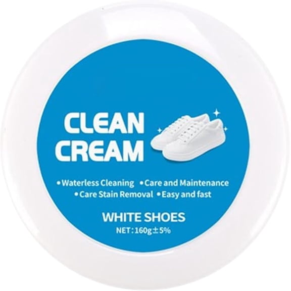 White Shoe Cleaner Cream, Multi-Purpose No-Wash Solid Paste, Removes Stains & Brightens White Shoes, Easy to Use