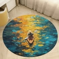 thumbnail image 4 of Colorful Kayaks Glide Across The Lake Floral Medallion Round Rug - Small Round Area Rug, Soft Non-Slip Machine Washable Bedroom Mat Indoor Accent Entry Carpet for Office Desk Dorm Hallway, 4 of 6