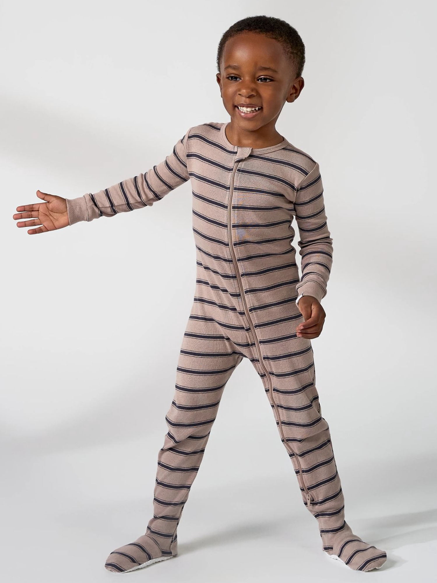 Gerber Baby and Toddler Neutral Tight Fitting Footed 2-Way Zipper Unionsuits, 2-Pack, Sizes 0/3 Months - 5T