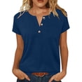 thumbnail image 2 of Babysbule Women's V Neck Button Placket Short Sleeve Henley T Shirt, Casual Loose Fit Top for Daily All Season Wear, 2 of 6