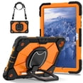 thumbnail image 2 of Funda Resistente a Golpes para Samsung Galaxy Tab A11, Funda Protectora de Silicona + Capa de PC con Rotación de 360°, Asa Cuadrada y Soporte con Correa para el Hombro, Naranja, para Galaxy Tab A11, 2 of 8