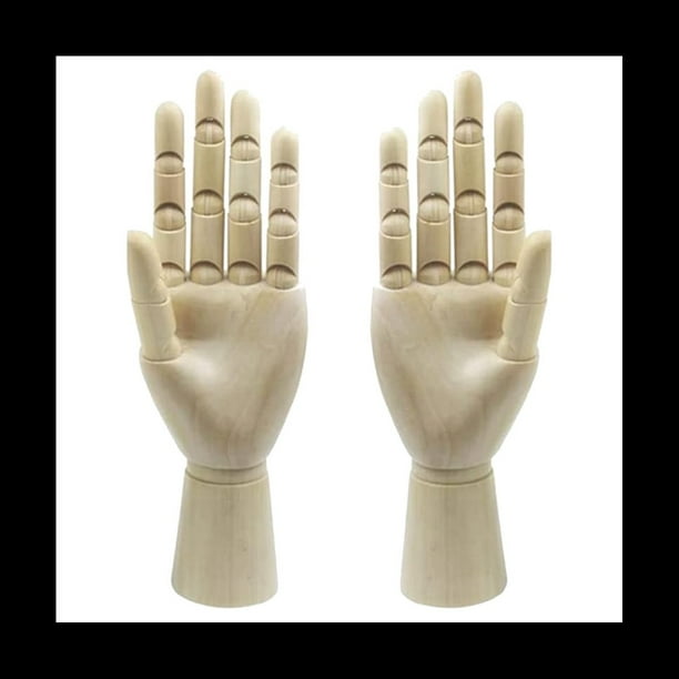 Maniquí de Dibujo de Artista de Madera Maniquí Articulado con Dedos Flexibles de Madera 2 Piezas (10 Pulgadas-Mano Izquierda Mano Derecha)