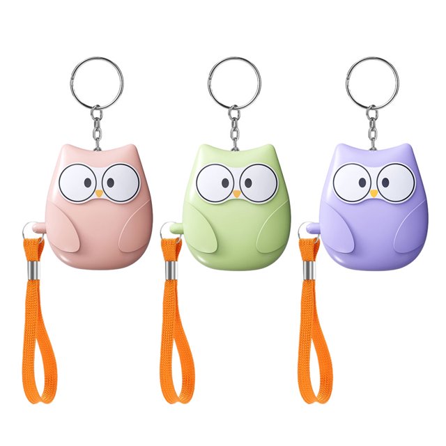 Riwesomey Llavero personal personal de la alarma de seguridad de la alarma 130DB con la luz estroboscópica Artesanía Púrpura+Verde+Rosa