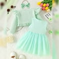 thumbnail image 2 of OBEEII Dresses for Infant Toddle Girls Spring Summer Tulle Tutu Dress Long Sleeve Jacket Waffle Knit Cardigan with Bow Headband 3Pcs, 2 of 10