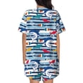 thumbnail image 6 of Goofa Fish And Shark for Womens Cotton 2 Piece Pajamas Set Classic Short Sleeve Pjs Set Soft Button Down Sleepwear Loungewear-Small, 6 of 7
