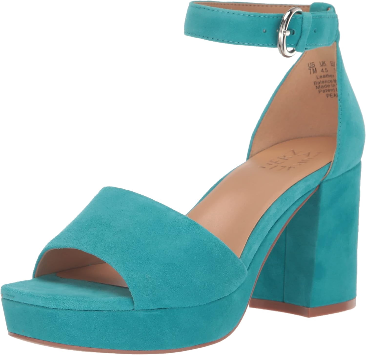 Naturalizer Womens Pearlyn Platform Sandal Lagoon Breeze Suede 7.5