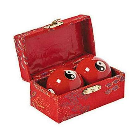 Meditation Balm - Chinese Yin Yang Health Balls w/ Chimes - Stress Relief Meditation Red Ying Accupuncture By World Products
