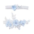 thumbnail image 3 of 2 Unids Boda Novia Liguero de Encaje Muslo Ligueros Patrón de Flores Antideslizante Elástico Mujeres Liguero de Encaje Liguero Nupcial para Banquete azul Macarena Liga de encaje, 3 of 8