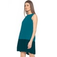 thumbnail image 2 of eloria Women's Georgette Midi Boat Neck Sleevless Pleated Design Summer Dress, Color : Teal Blue 2 | Size : XS, 2 of 5