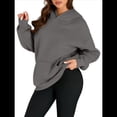 thumbnail image 3 of Sudadera Informal de Larga con Capucha para Mujer, Jersey de y Otoño con Bolsillos. Gris Oscuro XL, 3 of 9