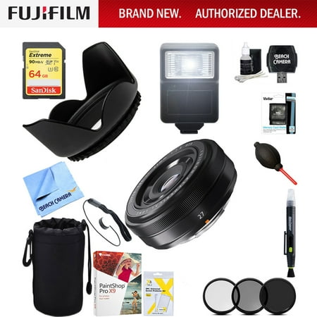 Fujifilm 16389123 Fujinon XF 27mm (41mm) F2.8 Black X-Mount Lens + 64GB Ultimate Filter & Flash Photography (Best Fujinon Xf Lenses)