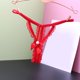 thumbnail image 3 of Gibobby Ropa Interior con Entrenamiento Mujeres Transparente Sexy Hot Open File Low Rise Lace Pearl Hollow Tanga（Rojo，Talla única), 3 of 4