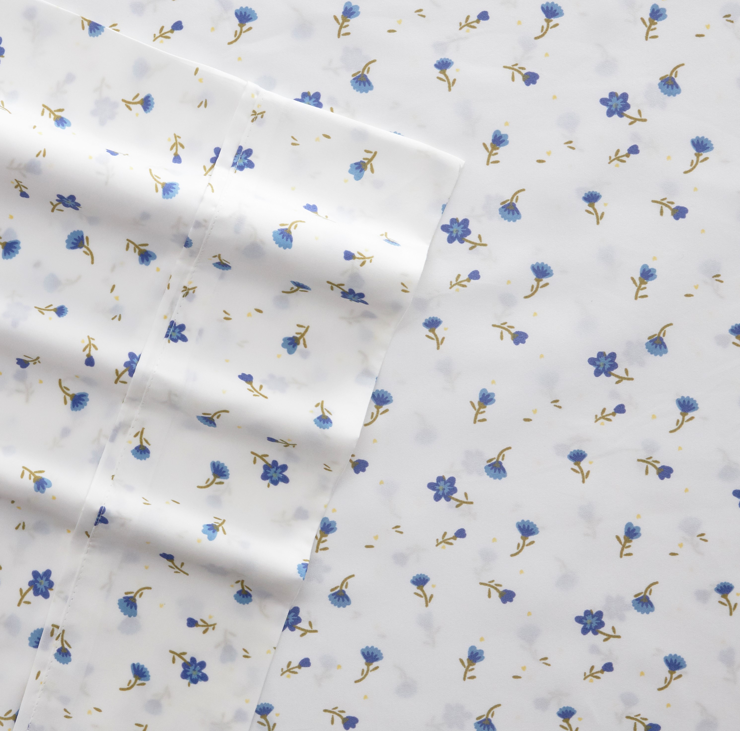 Noble Linens 4 Piece Pattern Microfiber Bed Sheets Set, Light Blue Floral, Twin