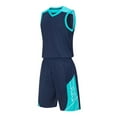 thumbnail image 5 of ZACPNCV Kids Sports Shorts Sets Boys Jerseys Tracksuit 2 Piece Basketball Performance Tank Top and Mesh Shorts Set Dark Blue 6-7 Years, 5 of 8
