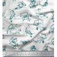 thumbnail image 1 of Soimoi Rayon Fabric Tea Cup,Laptop & Men Human Figure Print Fabric by The Yard 42 Inch Wide, 1 of 1
