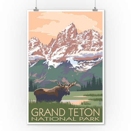 UPC 645586000022 product image for Grand Teton National Park Moose and Mountains Poster | upcitemdb.com