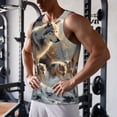 thumbnail image 5 of Gukieu Wolf Family Winter Wonderland Print Men's Quick Dry Fitness Vest, Round Neck Sleeveless Fitness Bodybuilding Top-4X-Large, 5 of 7
