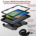 thumbnail image 4 of Shockproof Case for Apple iPad 9th/8th/7th Generation, with Pencil Holder Military Grade Protection Rotating Stand Hand Strap Shoulder Strap Bumper Rugged Case for iPad 10.2" 2021/2020/2019, Black, 4 of 8
