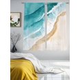 thumbnail image 3 of Summer Beach Sheer Curtains 72 Inches Long 2 Panels Abstract Teal Beige Gradient Waves Sand Light Filtering Semi Sheer Window Curtains Drapes for Bedroom Living Room 52"x72", 3 of 7