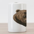 thumbnail image 3 of Bear Ceramic Toothbrush Holder, Angry Scary Face Powerful Vicious Beast Mascot Cartoon Character with Fangs, Decorative Versatile Countertop for Bathroom, 4.5" X 2.7", Caramel Dark Brown, 3 of 4
