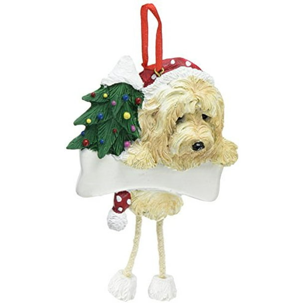 Goldendoodle Ornament with Unique "Dangling Legs" Hand Painted and