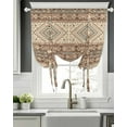 thumbnail image 5 of Brown Geometric Tie Up Curtains for Window, Thermal Insulated Balloon Shade Adjustable Rod Pocket Curtains Valance Panels for Kitchen Bathroom Cafe 42 x 54 Modern Ethnic Southwest Vintage, 5 of 6