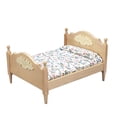 thumbnail image 1 of Mueble de casa de muñecas en miniatura, cama de madera a escala 1:12 con ropa de cama, 1 of 3