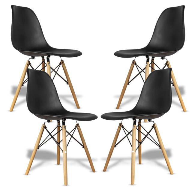Set De 4 Sillas Eames Modernas Color Negro Original de Bellair