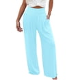 thumbnail image 3 of ibiyuan Pants Women High Elastic Waisted Womens Palazzo Pants with Pockets Breathable Trousers for Women Drawstring Womens Lounge Pants Spring Fashion Beach Bottoms, 3 of 6